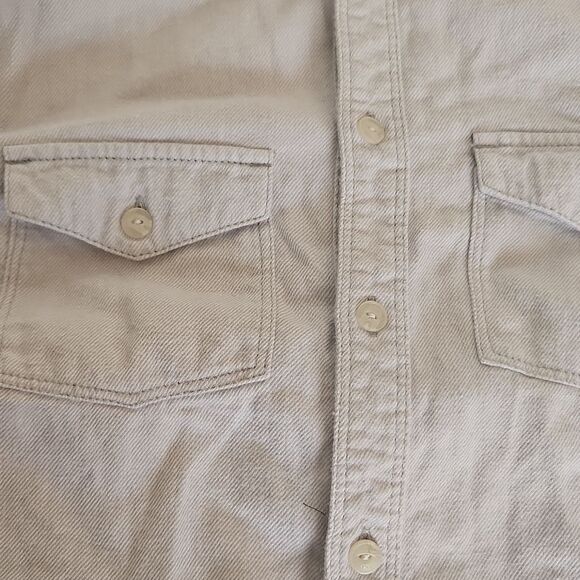 TNA Women's Classis Fit Button-Down Long Sleeves Cotton Shirt Small Gray - Picture 12 of 16